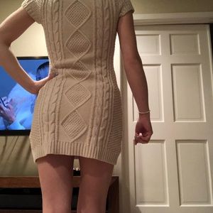 Pink rose knit sweater dress